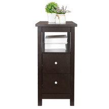 Chairside End Table With 2 Drawer And Shelf Narrow Side Table Home Decor Storage - £71.30 GBP