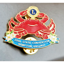 2006 Lions Club PIN Hampton Virginia and State Convention Enamel Red Cra... - £6.72 GBP