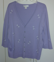 VTG. CHRISTOPHER &amp; BANKS LADIES 3/4-SLEEVE V-NECK CARDIGAN-COTTON-X-2010... - $17.99