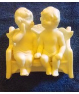 Angels Sitting on Bench &quot;I&#39;ve Got a Secret&quot; Cherubs Friendship Bisque Po... - £13.77 GBP