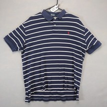 Vtg Polo by Ralph Lauren Men&#39;s L Navy Striped Polo Shirt Red Pony Logo P... - $24.00
