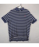 Vtg Polo by Ralph Lauren Men&#39;s L Navy Striped Polo Shirt Red Pony Logo P... - $24.00