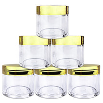 Beauticom (6 Pcs) 30G/30Ml High Quality Clear Plastic Jars With Gold Lids - £10.96 GBP
