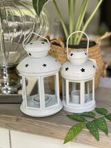 White Vintage Metal Candle Lantern - Large - $13.62