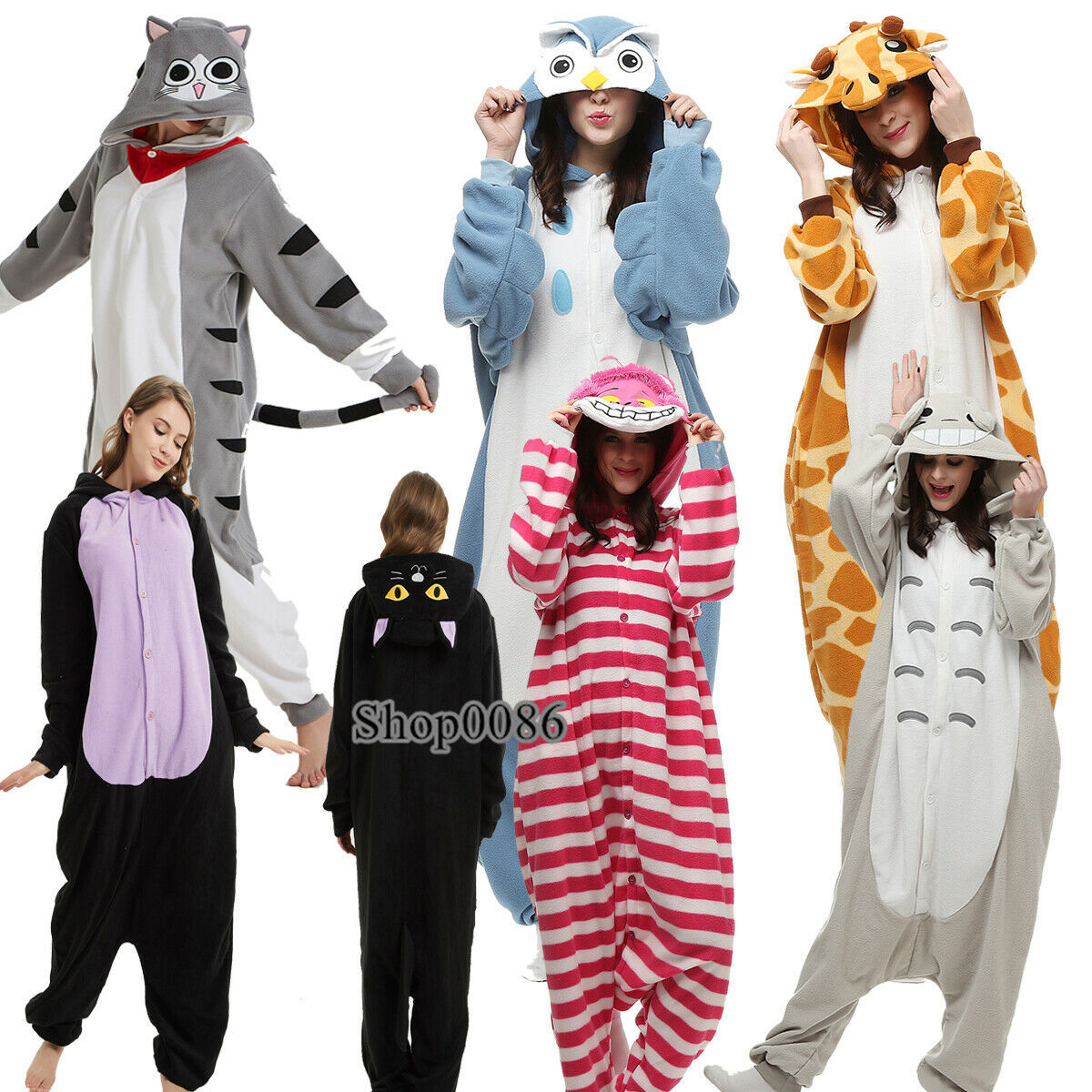 Adult Cat Kigurumi Women Pajamas Animal Cosplay Cartoon Onesis Halloween Costume