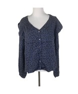 Marine Layer Rory Long-Sleeve Ruffle Blouse Cheetah Print Womens Extra L... - $808.74 MXN