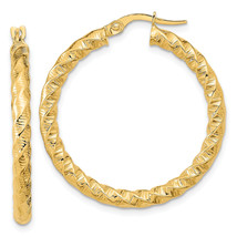 14k Gold Polished 3mm Twisted Hoop Earrings TF1146 - £244.62 GBP