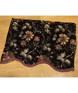 Waverly Felicite Noir Scallop Valance Cotton w/Gimp Trim Black Floral 48... - $19.79