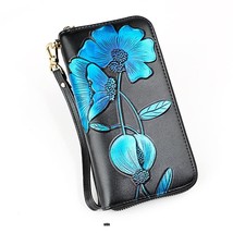 leather wallet women floral female purse long real leather clutch money bag   la - £28.24 GBP