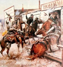 In Without Knocking Cowboys Raid Saloon 1978 Old West Print Russell LGAD99 - £39.32 GBP