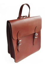 Leather Backpack in Teak Color Veggie Tanned Leather Backpack double division - £69.82 GBP