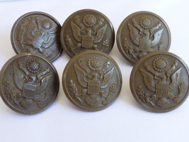 Vtg Lot Of 6 Eagle Hard Plastic Military Army Metal Shank Buttons Eagle 1 1/8&quot; - £23.37 GBP