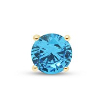14K Gelb Vergoldet 1Ct Blau Künstlicher Diamant Herren Einzel Ohrstecker Ohrring - £100.53 GBP