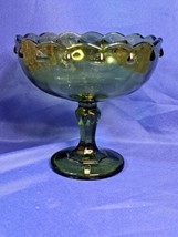 Vintage Indiana Glass Teardrop Pedestal Bowl, Green Glass Compote Bowl 1... - $28.04