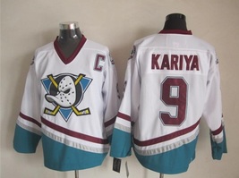 Ducks #9 Paul Kariya Jersey Old Style Uniform White - £39.16 GBP