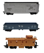 Vintage HO Train Car Lot of 3 - Box Car, Freight Gondola Car &amp; Caboose -... - $17.95