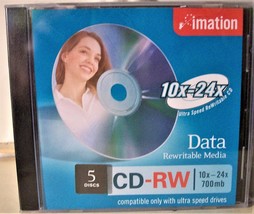 Imation CD-RW 10x24x 700mb 80min Rewritable Media Jewel Case UltraSpeed Lot 5NEW - £3.78 GBP