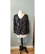 Karl Lagerfeld Paris Womens Blouse Floral Elastic  Waist Pullover Black  M - €17,98 EUR