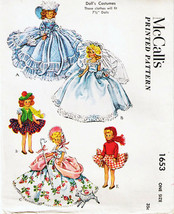 Vintage 1951 DRESSES &amp; COSTUMES for 7½&quot; DOLLS McCall&#39;s Pattern 1653-m - ... - $15.00