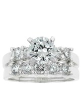 1.00 CT Round Cut Diamond Wedding Engagement Bridal Ring Set 14K White Gold Over - £115.87 GBP