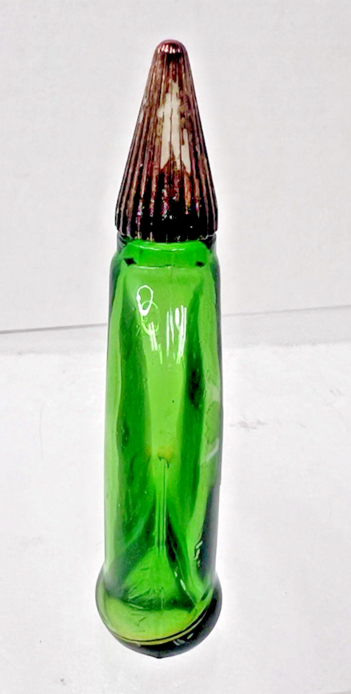 Vintage Old Cottage Lavendar Perfume Scent Bottle England Deep Green Glass 2 5/8 Item image 3
