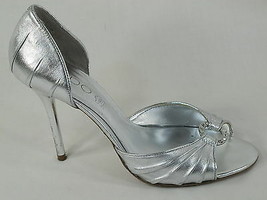 ALDO Silver Leather Open Toe Stiletto Heels 6.5 M US Excellent Condition... - $14.73