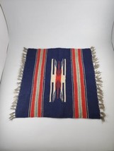 Vintage Navajo Rug, hand-woven wool table blanket, 14&quot; x 14&quot; - £98.37 GBP