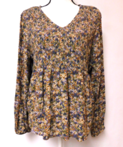 Womens Petite Large Floral Top Hobo elastic bust long sleeve   NWT - £15.56 GBP