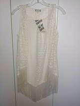 Eyeshadow Ladies Sleeveless Knit Cozy Vest W/FRINGE-S-NWT-$34-THIN POLY/SPANDEX - £8.87 GBP