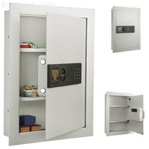 Fire Proof Electronic Wall Safe Lock Hidden Cash Jewelry Small Guns Key Security - £89.97 GBP