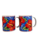 Hilo Hattie Hawaii Hibiscus Coffee Mug Pair 1996 1997 Island Heritage Souvenir - $22.50