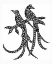 Victorian 3.48ct Rose Cut Diamond Pair Bird Women's Brooch Christmas Holidays - $607.66