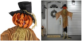 6&#39; Animated Creepy Jack-o&#39;-Lantern Scarecrow Halloween Decor - £180.61 GBP