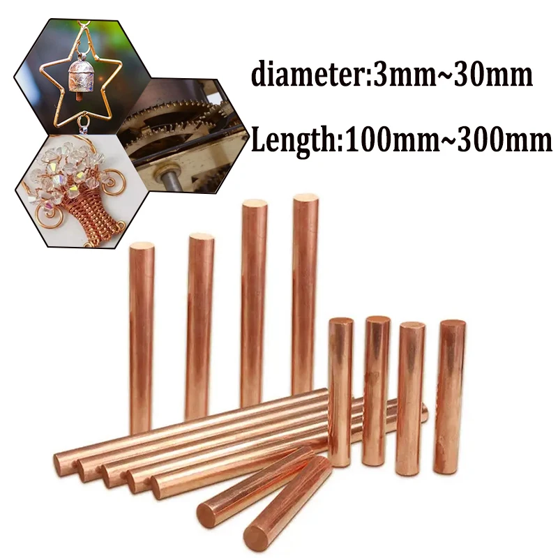 1/5pcs Length 100mm 200mm 300mm Copper Round Bar  Rod Milling wor Diameter 3-30m - £38.88 GBP