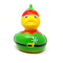 Christmas Elf Rubber Duck 2&quot; Santas Helper Green Suit Squirter Spa Bath ... - £6.95 GBP