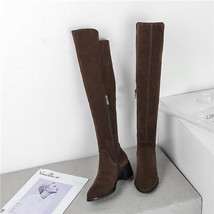 Brown 5cm Square Heel Women Winter Boots Thigh High Boots Black High Over the Kn - £120.58 GBP
