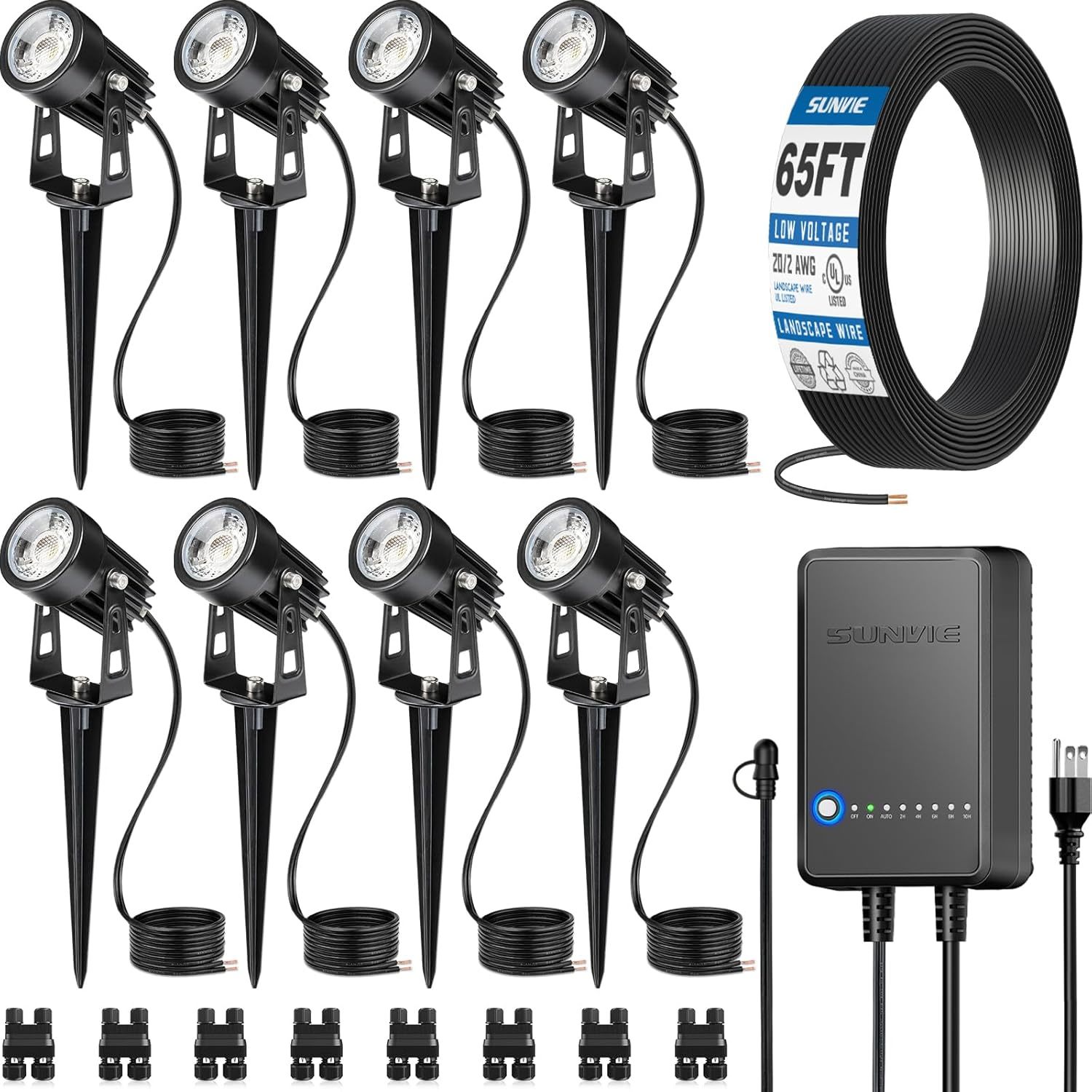 Sunvie All-In-One Led Landscape Lighting Kit, 8-Pack Low Voltage Landscape - $129.99