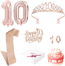 10Th Birthday Decorations Gifts for Gril Including 10Th Crown/Tiara, 10T... - $17.70