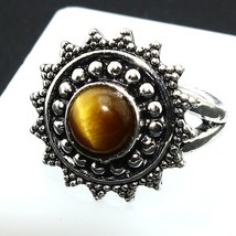 Natural Golden Tiger&#39;s Eye Round Gemstone Handmade Ring Gift Jewelry Size 6 - £5.43 GBP