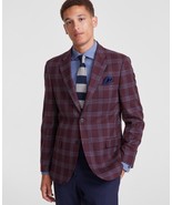Nautica Men&#39;s Modern-Fit Plaid Pattern Stretch Sport Coat - Berry Plaid-36S - $70.20 CAD