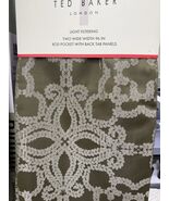 (2) Ted Baker Green Olive Scroll Damask Rod Pocket Window Panels 96”  ~New~ - $89.99