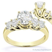 Round Cut Forever Brilliant Moissanite 14k Yellow Gold 5-Stone Engagement Ring - £661.99 GBP+