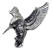 Kingfisher Hovering Pin Badge Brooch Bird Pewter Badge Lapel Unisex By A R Brown - £6.92 GBP