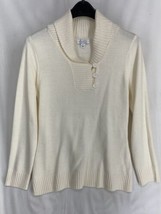 D &amp; Co. denim &amp; company Size Small Women&#39;s Beige Top Pullover Knit Sweatshirt - £8.89 GBP