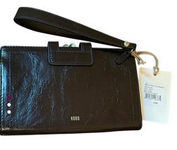 HOBO Black Leather Large Flap Framed Wristlet Wallet NWT - $1,010.90 MXN