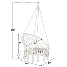 Beige Hammock Chair Hanging Cotton Rope Macrame Swing Perfect For Outdoo... - $71.24