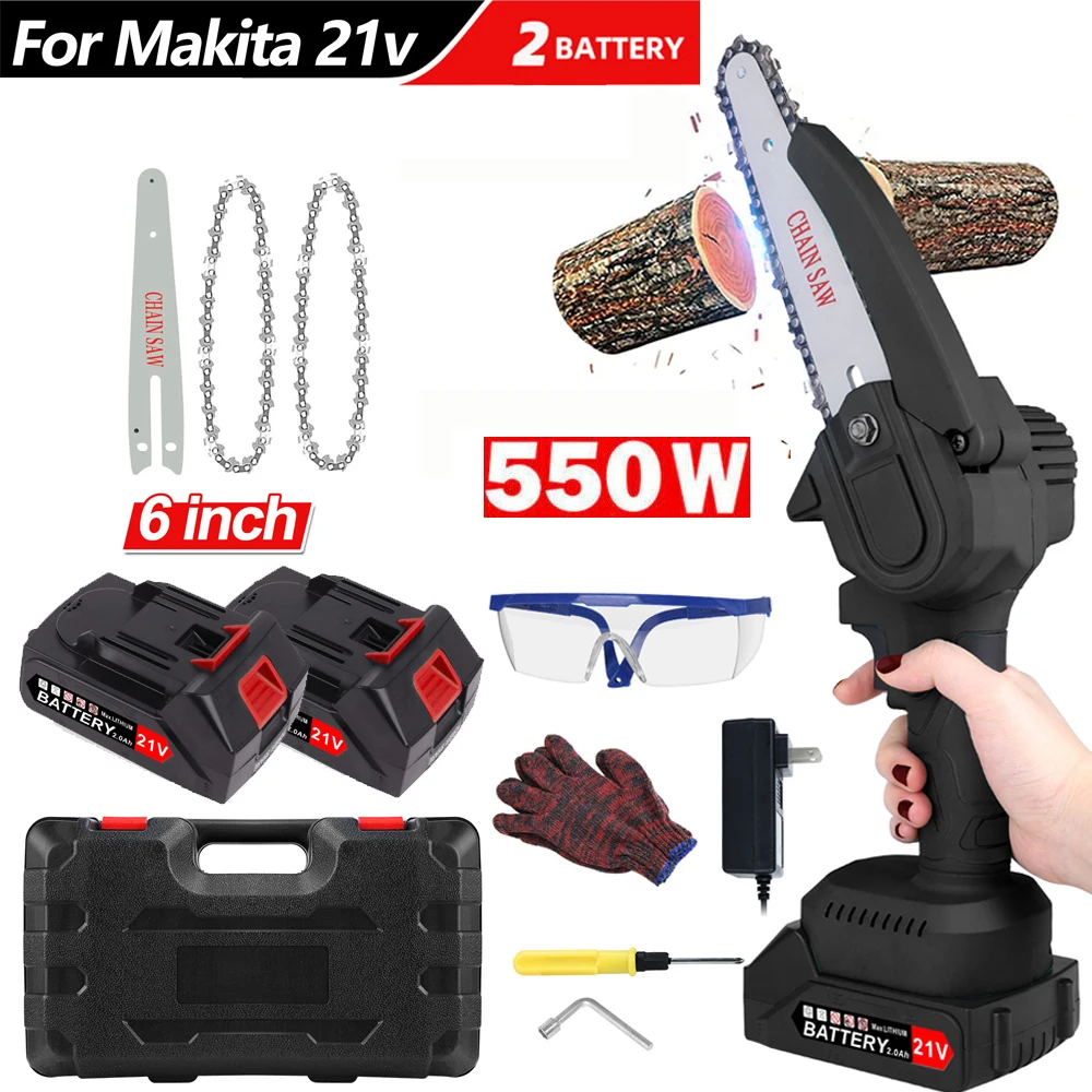 Powsawer 21V Electric Mini 6 Inch Chainsaw Portable Chain Saw Cordless  Cutter F - £159.82 GBP