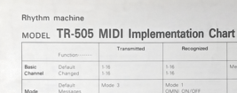 Roland Original MIDI Implementation Sheet for the TR-505 Rhythm Drum Mac... - $24.74