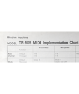 Roland Original MIDI Implementation Sheet for the TR-505 Rhythm Drum Mac... - $34.70 CAD