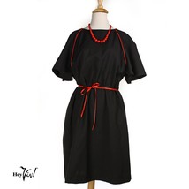 Vintage Black Dress w Red Piping Bell Sleeves and Elastic Waist Sz XL - ... - $36.00